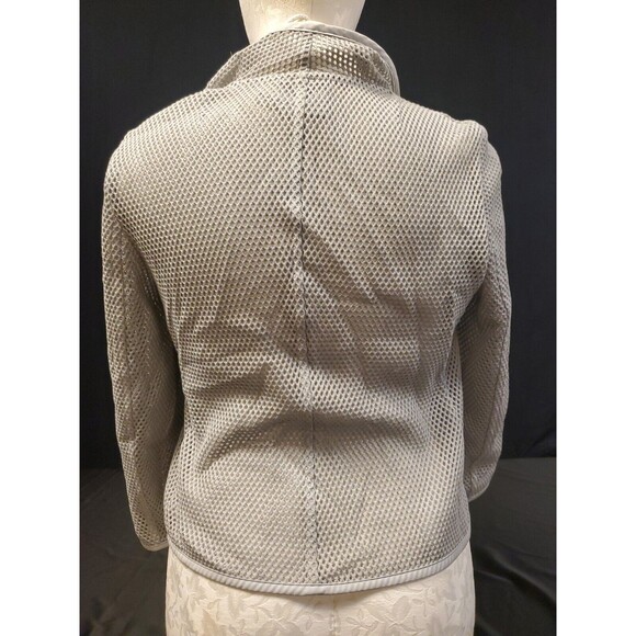 Akris Punto For Bergdorf Goodman Gray Asymmetrical Zip Net Jacket Top Sz 12 NWT - Picture 2 of 9